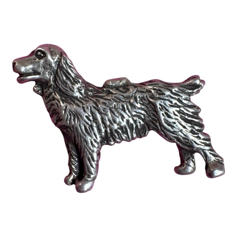 Vintage Sterling Silver Dog Retriever Brooch Charm Pendant FAC Signed 1998 Simon